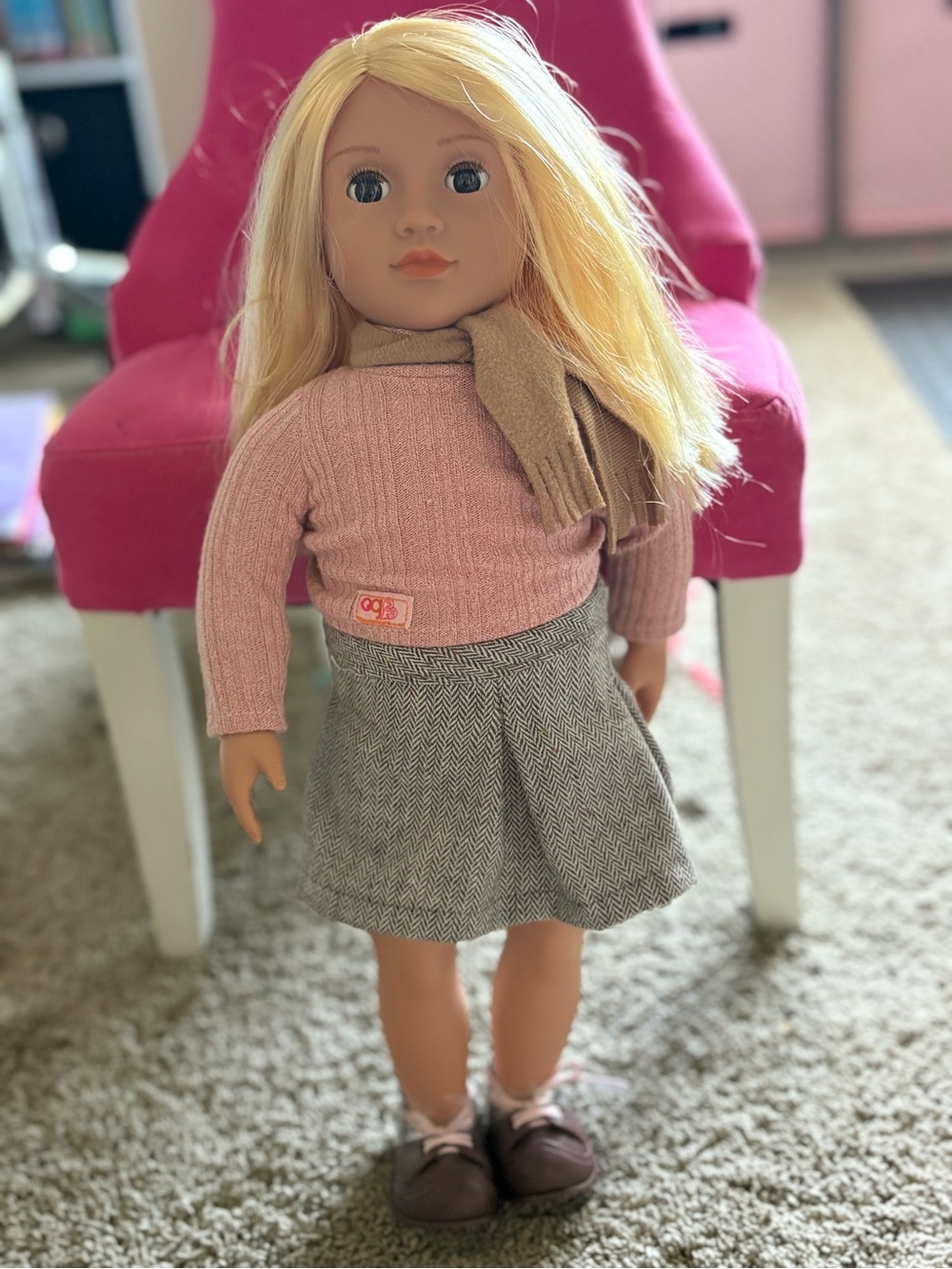 Target our generation Doll in Pink Sweater and Gray Skirt